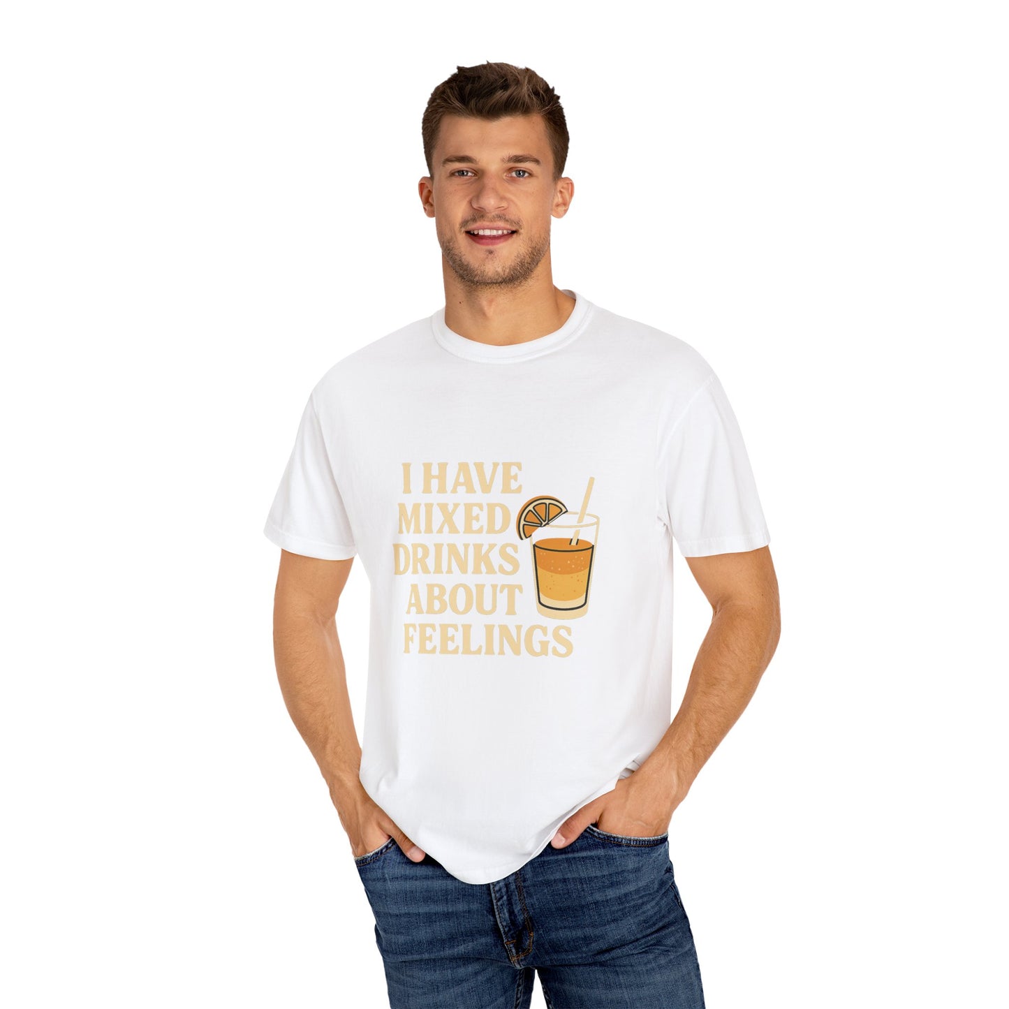 Unisex Garment-Dyed T-shirt with ‘I Have Mixed Drinks About Feelings’ Design, Casual Wear, Gift for Friends, Summer Fashion, Relaxed [...]